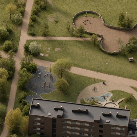 Byparkens legeplads m. gynger og rutsjebane